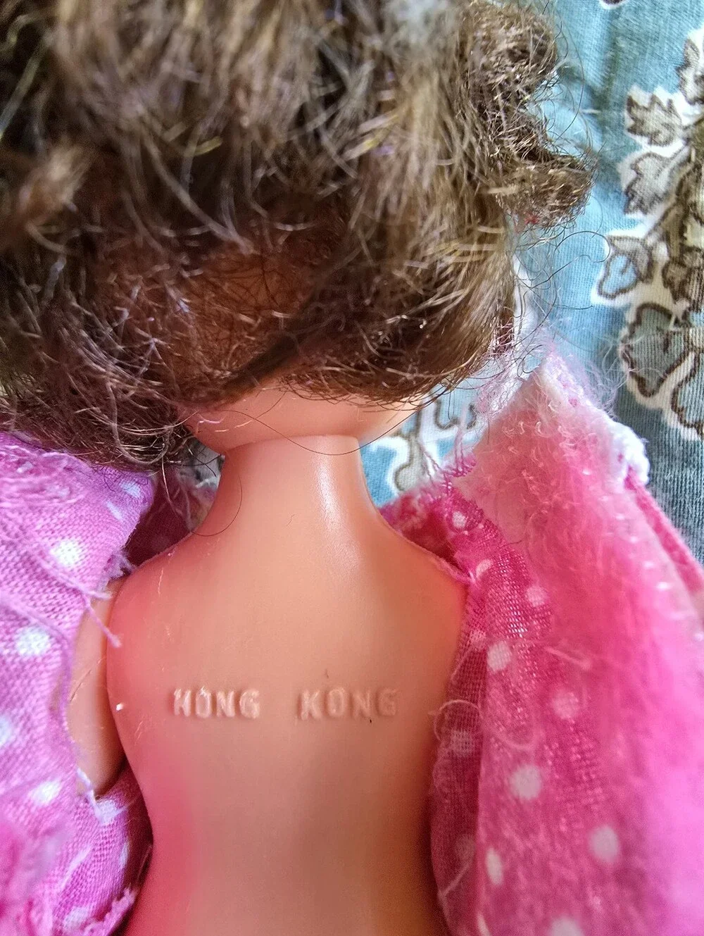 Vintage Brunette Plastic Doll With Dress